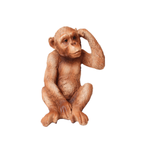 Wood Effect Sitting Monkey - Small